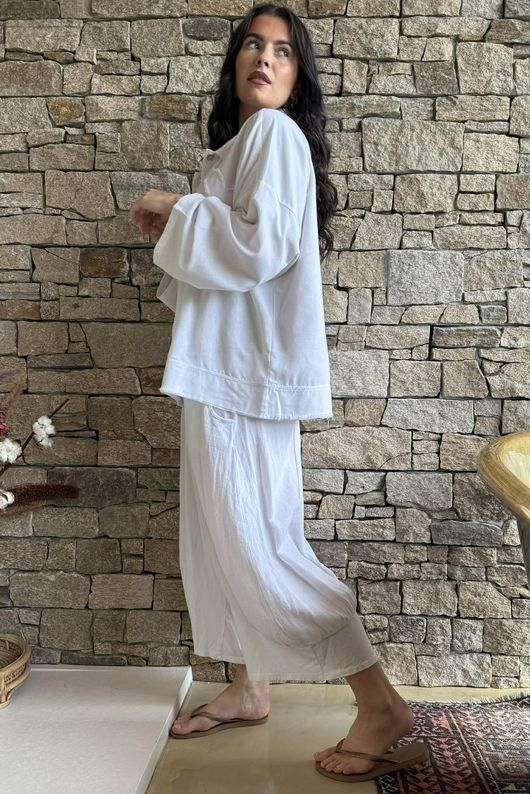 Hippie Shake Linen Blend Shirt Jacket White